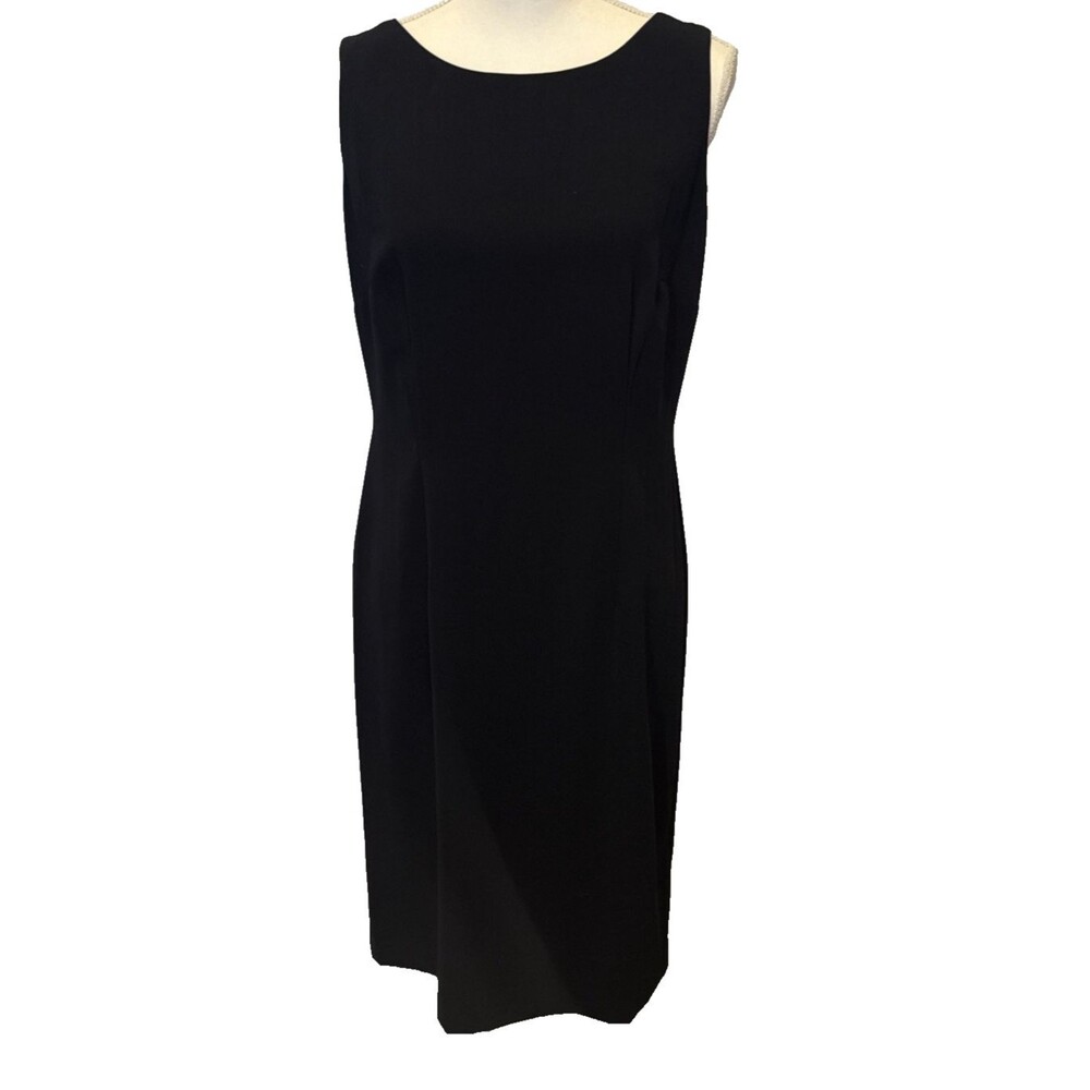 Vintage Sheri Martin Black Sheath Pencil Dress LBD 8 Black Classic Office Work